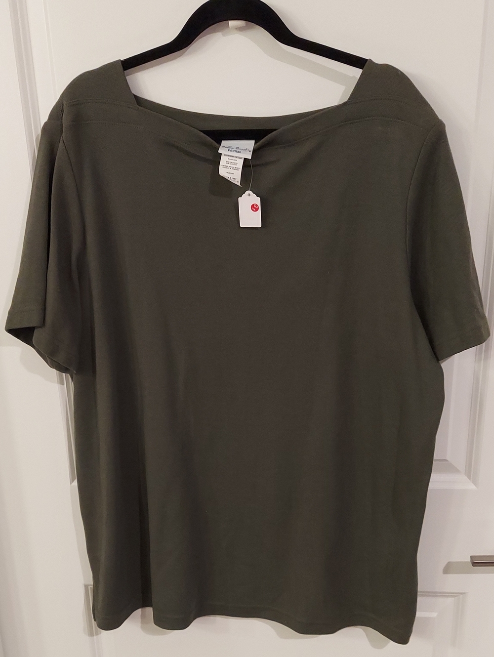 Bobbie Brooks Olive Green Short Sleeve Boat Neck Top